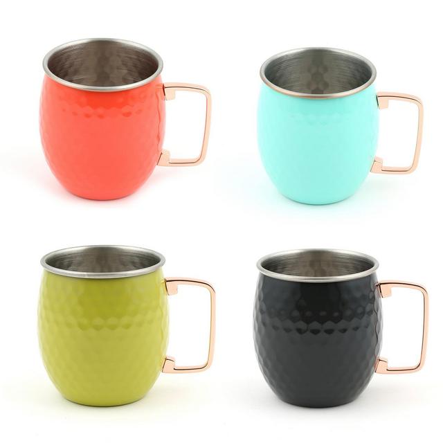 Fiesta 18-Ounce Hammered Moscow Mule Mugs, Set of 4 - Poppy, Turquoise, Slate, and Lemongrass