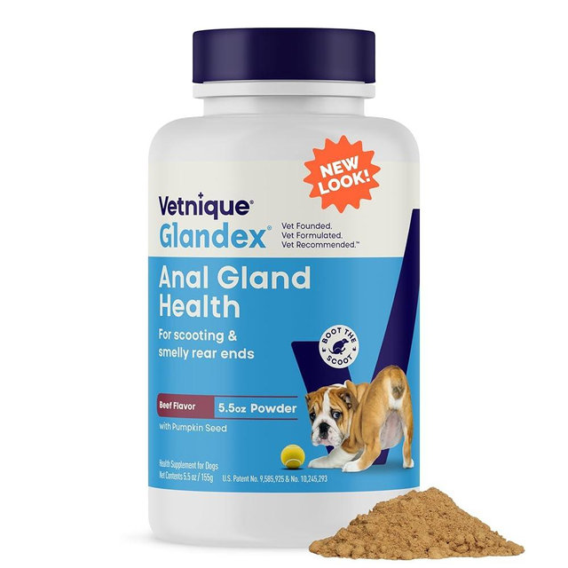 Vetnique Glandex for Dogs Anal Glands Supplement Powder Digestive Health with Fiber, Pumpkin, Digestive Enzymes & Dog Probiotics - Boot the Scoot (5.5oz Powder, Beef Liver)