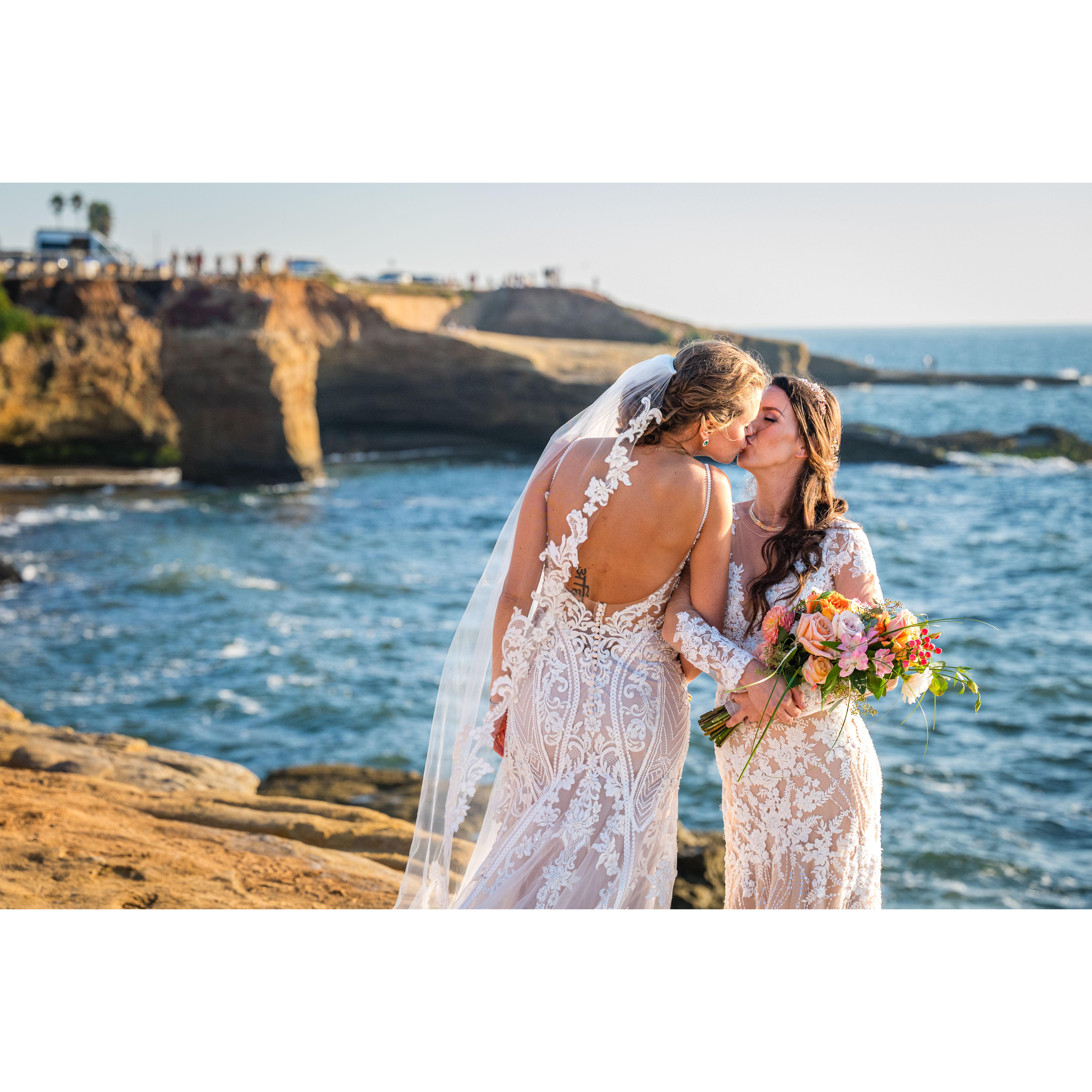 Post-ceremony photo on the cliffs.