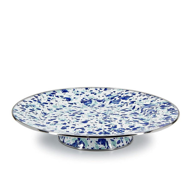 Golden Rabbit Enamelware Cake Plate, 12.5 inch, Ocean