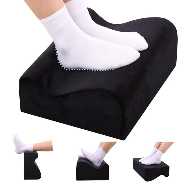 COMFelicify Foot Rest for Under Desk at Work, Ergonomic Under Desk Footrest with Washable Cover, Memory Foam Foot Stool for Office Chair & Gaming Chair, Back & Hip Pain Relief, Black