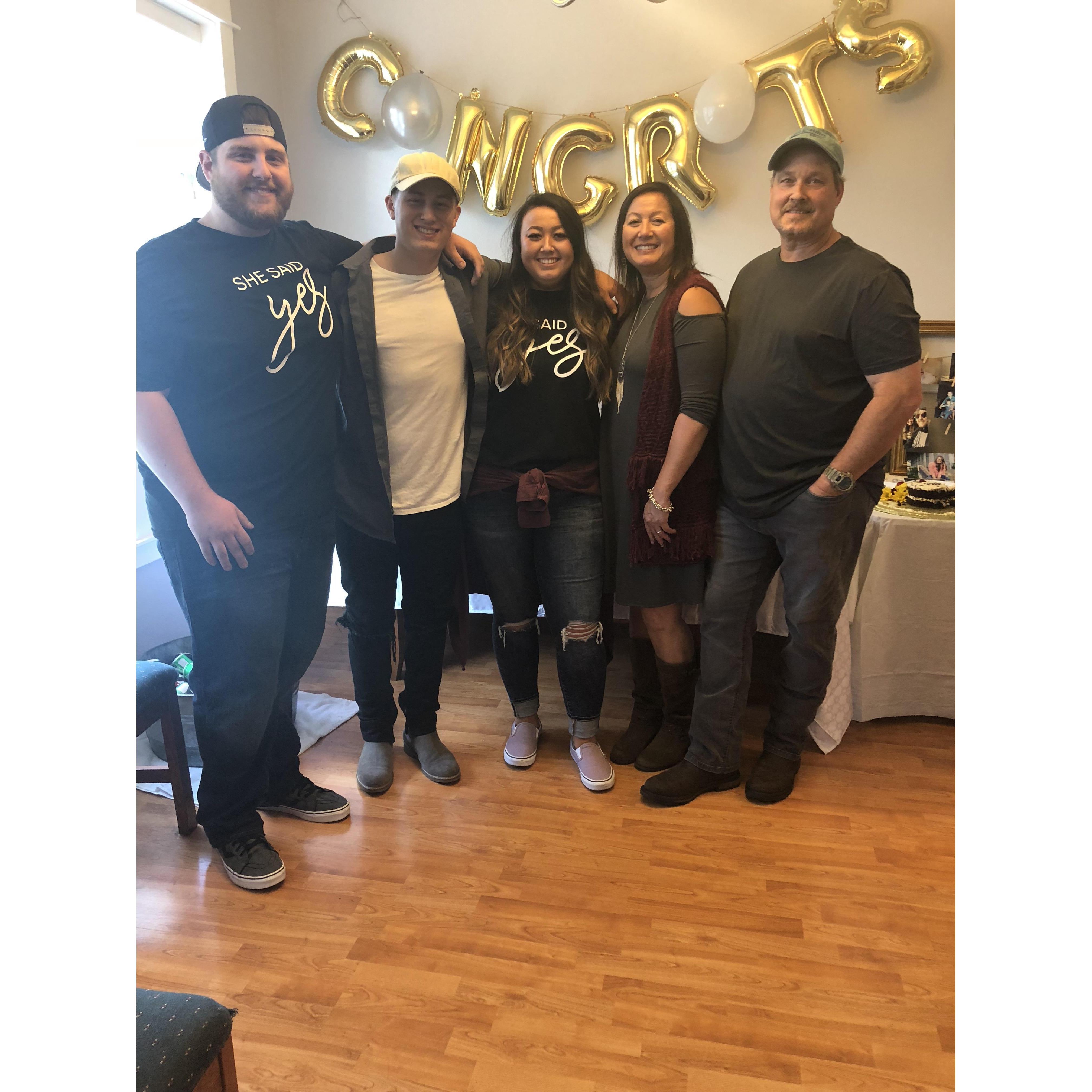 Joe planned a surprise engagement party at his house with all our friends and family.