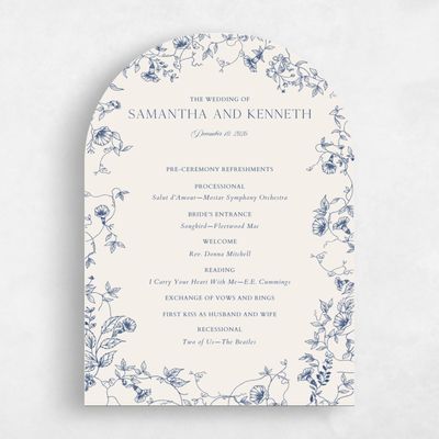 Blue Arch Wedding Program - Plumeria