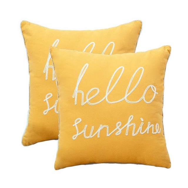 YIcabinet Set of 2 Patio Indoor Outdoor Pillow Covers Yellow Decorative Throw Pillow Cover Cushion Case for Replacement Sofa Couch Patio Furniture Decoration 18" x 18"