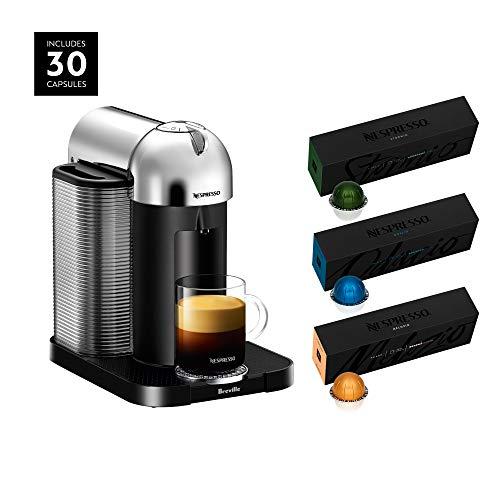 Nespresso Vertuo Coffee and Espresso Maker by Breville, Chrome with BEST SELLING VERTUOLINE COFFEES INCLUDED