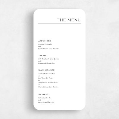 White Rounded Wedding Menu - Corao