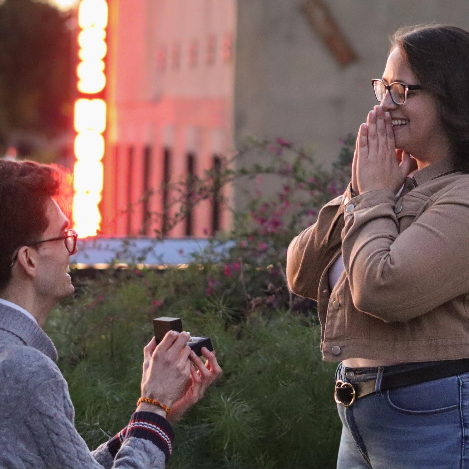 On October 13th, 2023, Luis (finally) proposed on the high line. This is where they had their first unofficial date in fall, 2018. Katie had no proof that she was getting proposed to, but 100% knew.