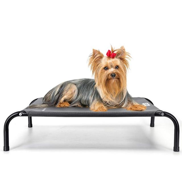 Nobleza Raised Dog Cot Beds for Small Dogs Cats, Outdoor Elevated Pet Bed Fits Up to 150 LBs, Washable Dog Chair, Dog Training Platform with Non-Slip Feet, 34.3"X 25.6" Grey, S