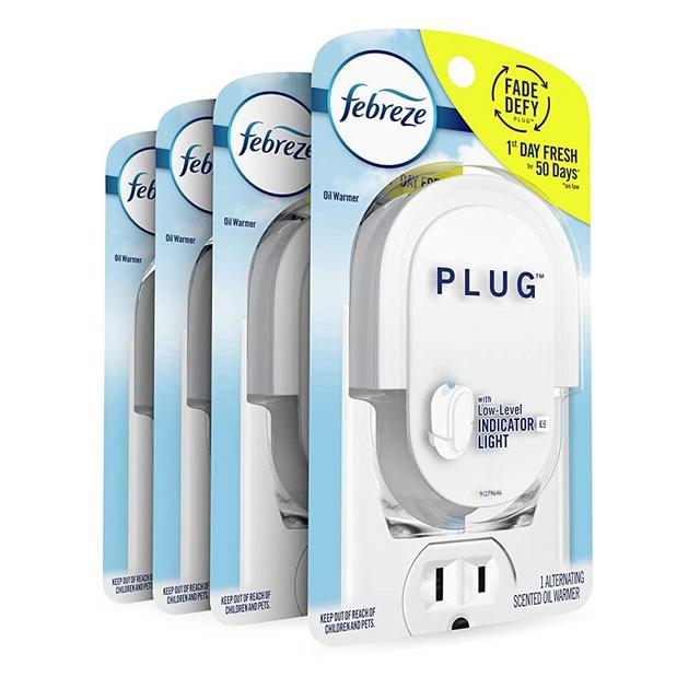 Febreze Odor-eliminating Fade Defy Plug, Scented Oil Warmer, 4 Count (Pack of 1)
