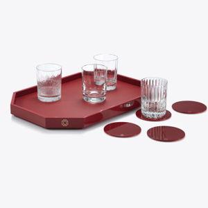 Baccarat | Octogone Tray M & Coaster X4 Red & 4 Elements Tumblers Set |
