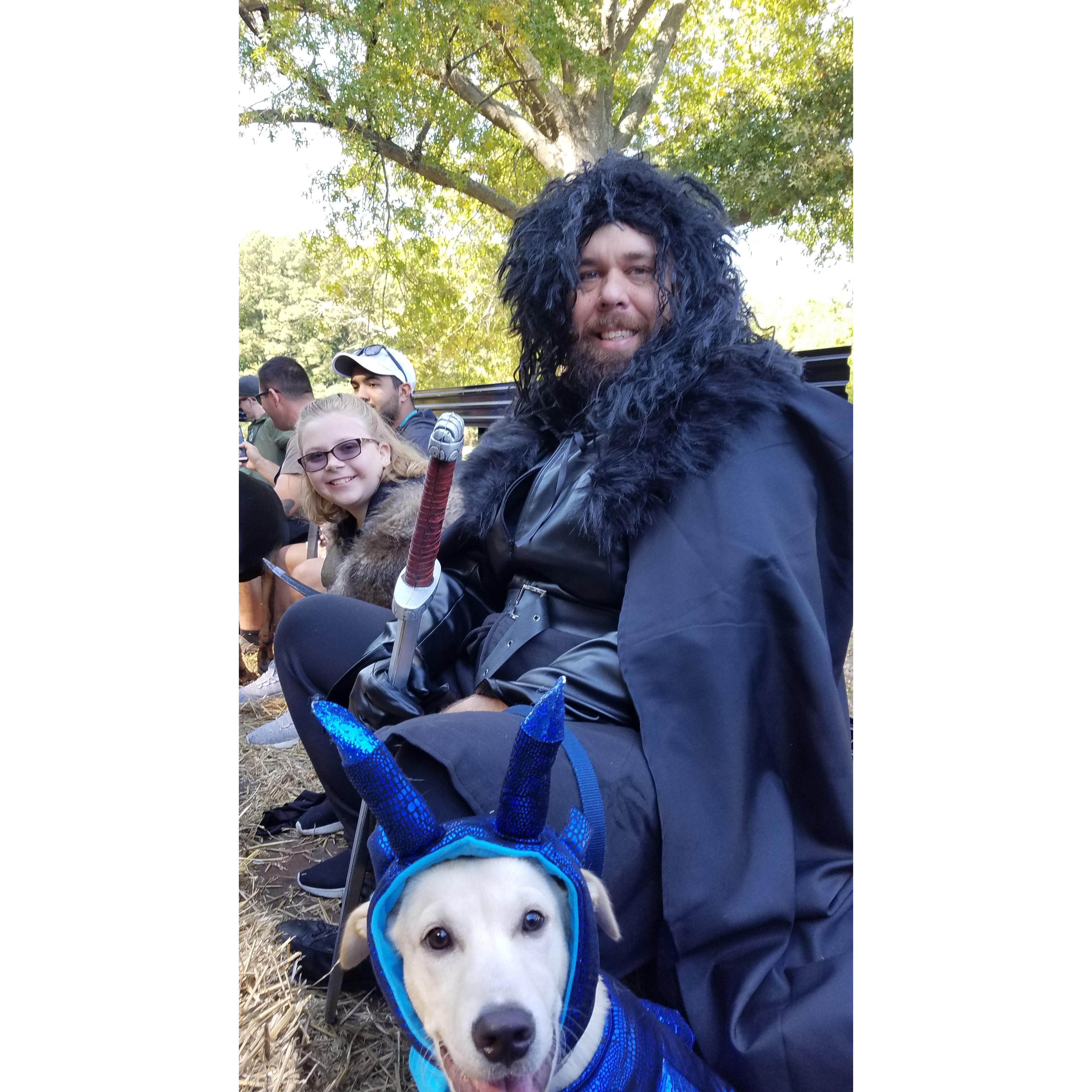 Scott, Lauren and Bailey dressed up as characters from Game of Thrones at Barktoberfest to support the Pennisula SPCA.
