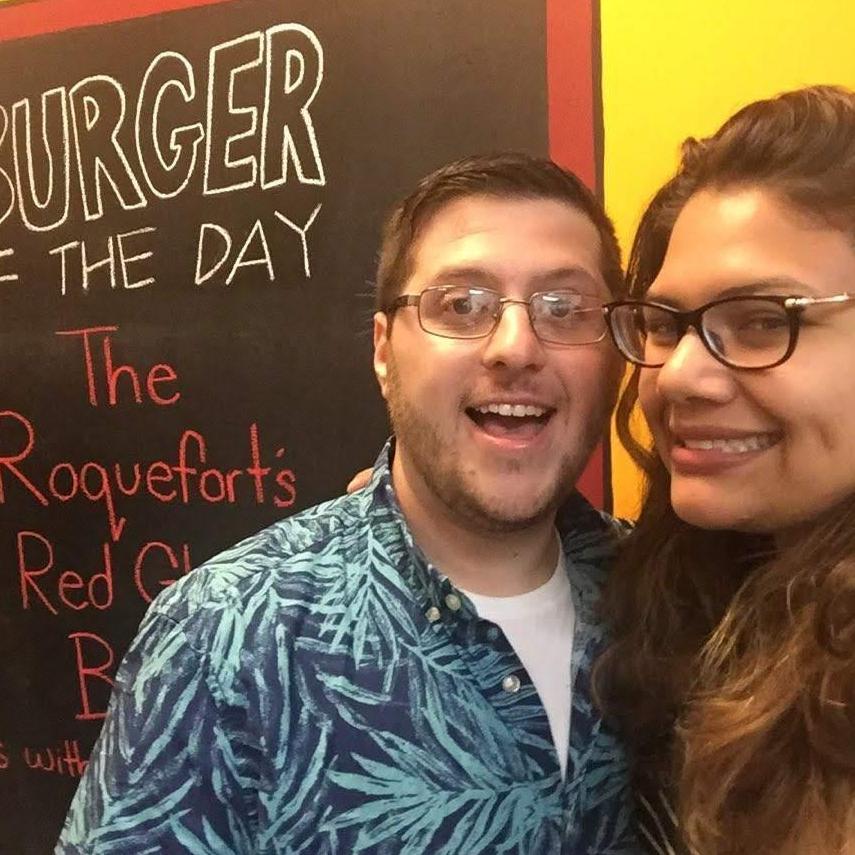 Olivia visiting Harri at work!