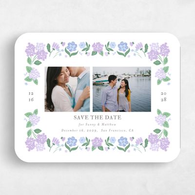 Purple Rounded Wedding Save the Date - Campanule Multiphoto