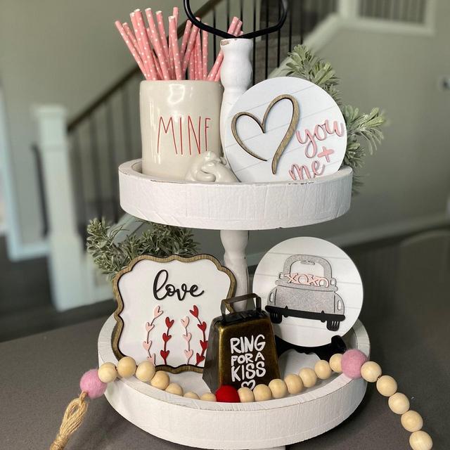 Valentine Tiered Tray Decor | Holiday Tierd Tray Decor | Tiered Tray Signs | Mini Sign | Love Heart | Farmhouse Tiered Tray Decor |