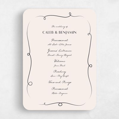 Beige Rounded Wedding Program - Kasey