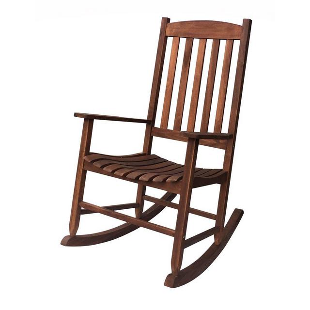 Mainstays Outdoor Wood Porch Rocking Chair, Dark Brown Color