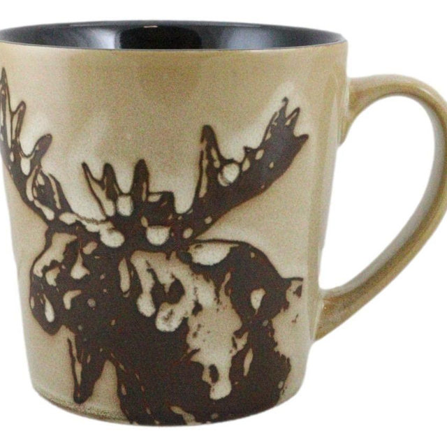 Ebros Gift Rustic Emperor Giant Stag Elk Moose Deer Abstract Art Brown Dinnerware Or Drinkware Ceramic Earthenware Kitchen And Dining (Pack Of 2 Coffee Drink Cup Mugs 16Oz)