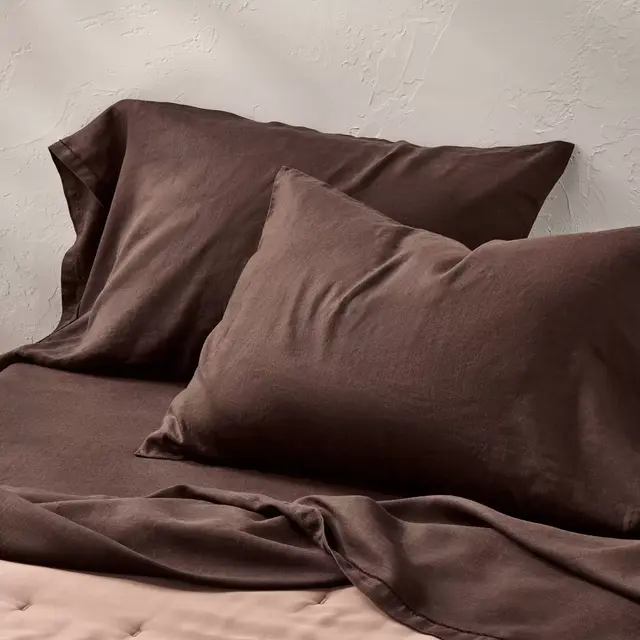 King 100% Linen Pillowcases Dark Fig - Casaluna™