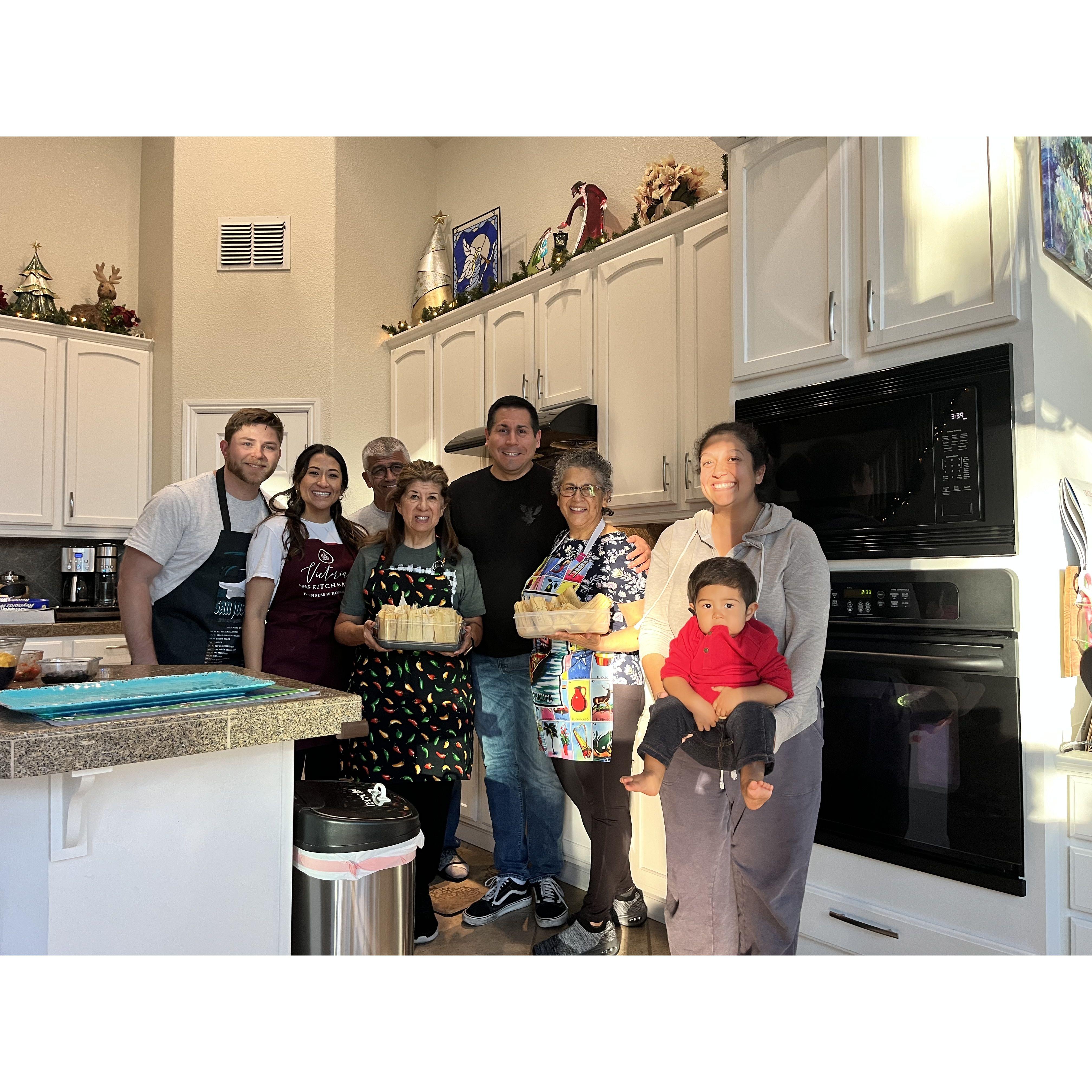 Dawson's first tamale making party