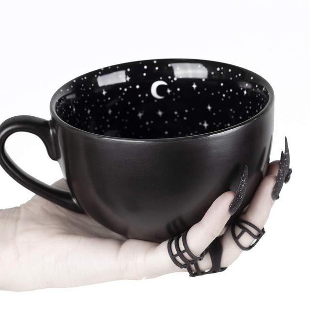 Midnight Coffee Large Mug in Gift Box By Rogue + Wolf Cute Mugs For Women Unique Summer Green Witch Gifts Novelty Tea Cup Goth Decor - 17.6oz 500ml Porcelain (Midnight)