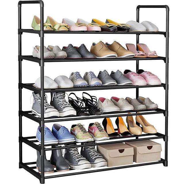 INGIORDAR Shoe Rack 6 Tiers Shoe Shelf Storage Organizer Sturdy and Durable Shoe Stand for Closet Entryway Hallway Bedroom (6 Tier, Black)