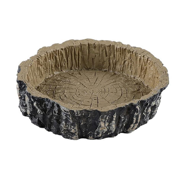 Tree Trunk Food/Water Dish for Amphibians, Reptiles and Other Little Critters, Made from Premium Non-Toxic Resin - Small Size