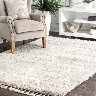 nuLOOM Shaded Tassel Shag Area Rug - 7' 10" x 11' - Ivory