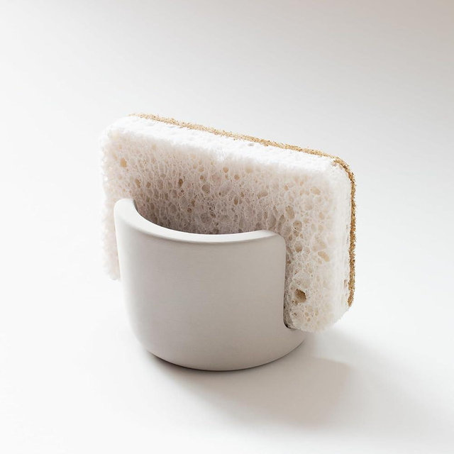 Selegna Diatomite Sponge Holder - Quick Dry Kitchen Sink Organizer - Fast Absorbing Stone Drying Caddy -Dish Sponge Holder for Kitchen Sink, Diatomaceous Earth Sponge Holder (Light Grey, Small)