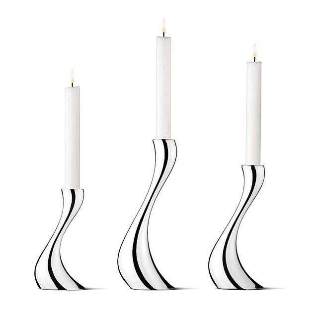 Georg Jensen Cobra Candle Holder, Stainless Steel, 6.30", 7.87", 9.45" (Set of 3)