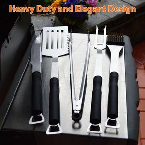 Heavy Duty Stainless BBQ Grill Kits With 5-Piece Barbecue Grilling Accessories