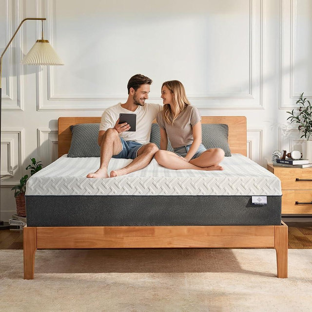 Gelsea Queen Memory Foam Mattress, 12 Inch Queen Size Mattress in a Box, Green Tea Gel Infused Foam for Pressure Relief and Cool Sleep, Foam Made in USA, CertiPUR-US Certified, Medium Firm