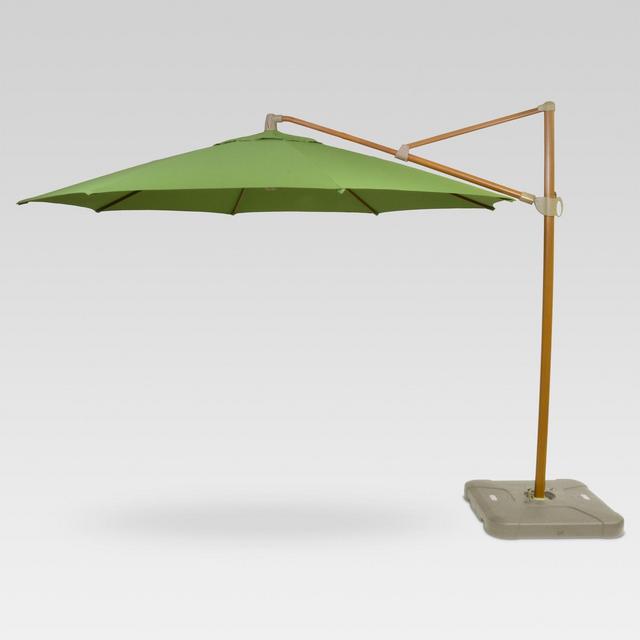 11' Offset Umbrella - Green - Medium Wood Finish - Threshold™