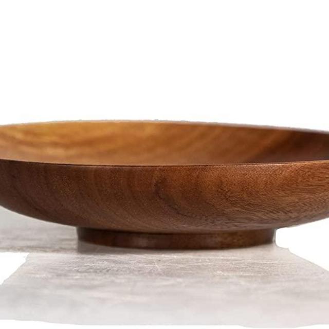 Natural Wood Bowl Wooden Round Dinner Plates Wood Plate Serving Tray for Decor Food Fruits Indoor Outdoor Safe