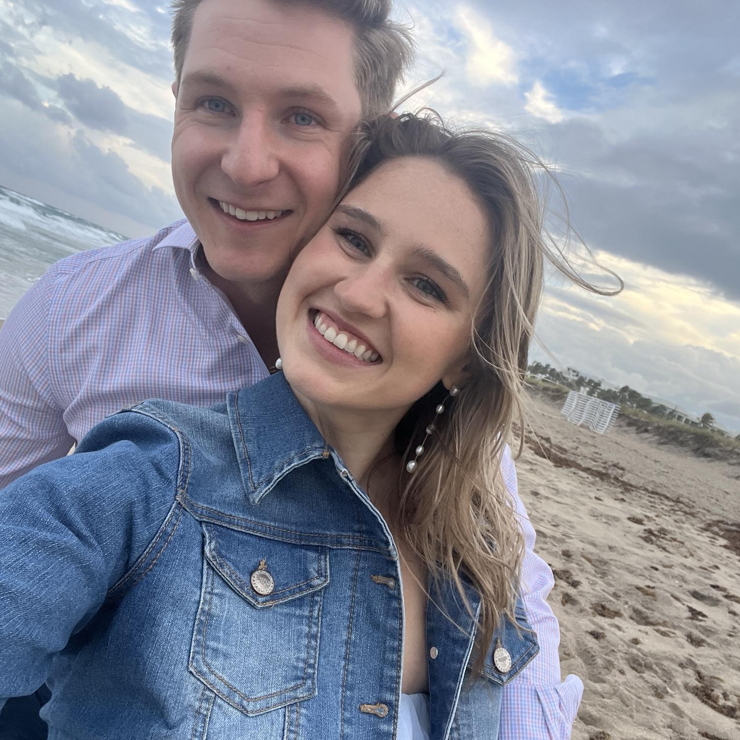 Right before we got engaged! Blake was looking for the photographer and Avery was clueless