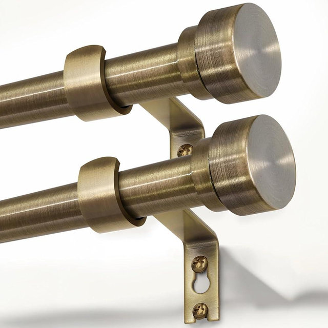 2 Pack Antique Bronze Curtain Rods for Windows 66 to 120 Inches Adjustable Length Heavy Duty 1" Diameter Window Curtain Rod with Solid Metal Finials for Outdoor Farmhouse Bedroom Kitchen Living Room