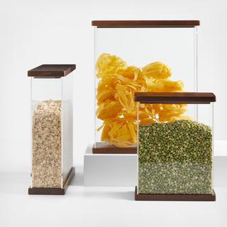 Rectangular Acrylic Food Storage with Wood Lid