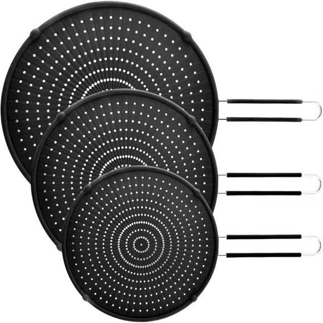 Apidgrowth Silicone Splatter Screen for Frying Pan,Grease Splatter Guard,Heat-Resistant Splatter Guards for Cooking,Dishwasher Safe (9.8", 11.4", 13")