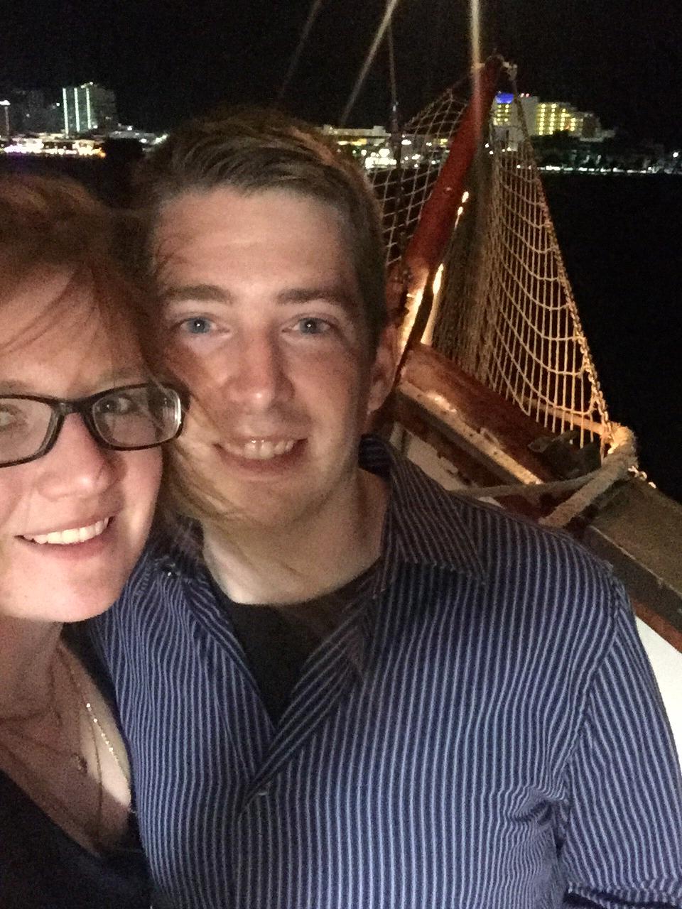 We took a romantic boat ride while we were in Cancun.