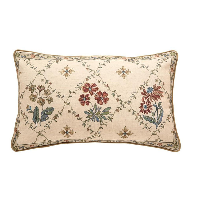 patdrea Designer Throw Pillow Covers,Rectangle Vintage Light Brown Linen with Floral Pattern Pillow Cover,Decorative Lumbar Pillowcases Cushion for Bed Living Room Outdoor Car,12"x20"