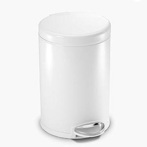 simplehuman 4.5 Liter Bathroom Trash Can, White Steel
