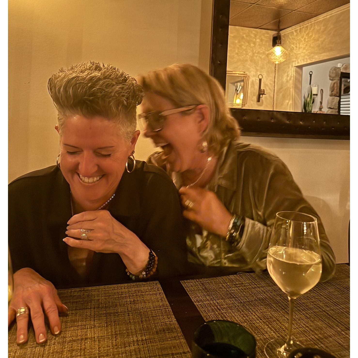 Engagement night in Santa Ynez celebrating at Ellie's Tap + Vine.  Love and Laugh are two of our three musts in our relationship.