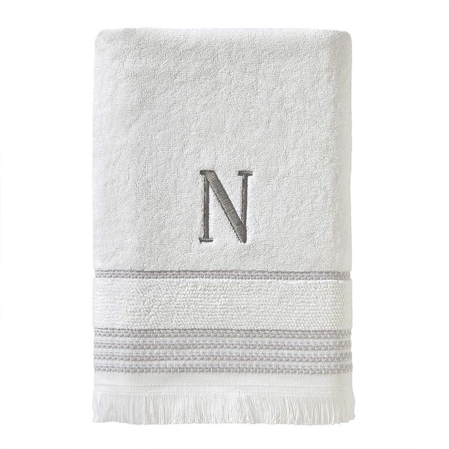 SKL Home Casual Monogram Bath Towel, N, 28x54
