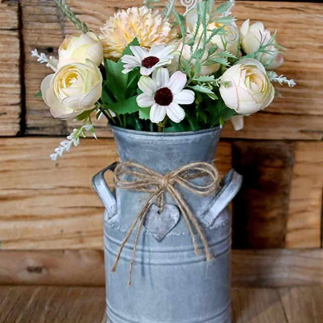 Vintage Galvanized Milk Can, Farmhouse Decorative Flower Vase, Rustic French Country Metal Jug for Home Decor,7.2'' H…