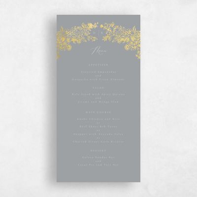 Pewter Gray, Grey Wedding Menu - Sawyer Foil