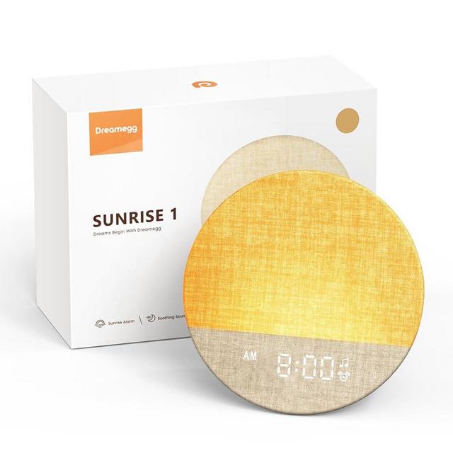 Dreamegg Sunrise 1 - Sunrise Alarm Clock, Sound Machine for Sleep, Customizable Sleep Routines, Dimmable Night Light, 29 Soothing Sounds, White Noise Machine, Wake Up Light for Bedrooms, Adults(Khaki)