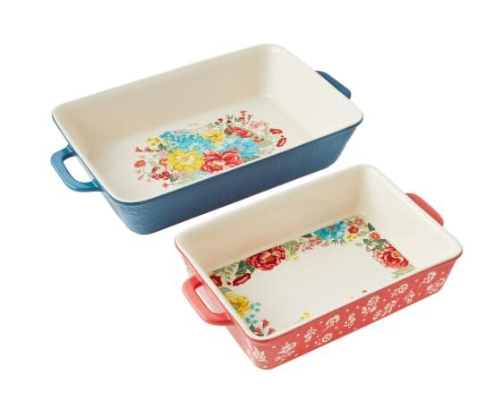 Pioneer Woman Fancy Flourish 2-Piece Rectangular Ceramic Baker Set