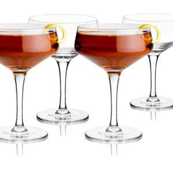 Raye Angled Crystal Coupe Glasses Set of 4