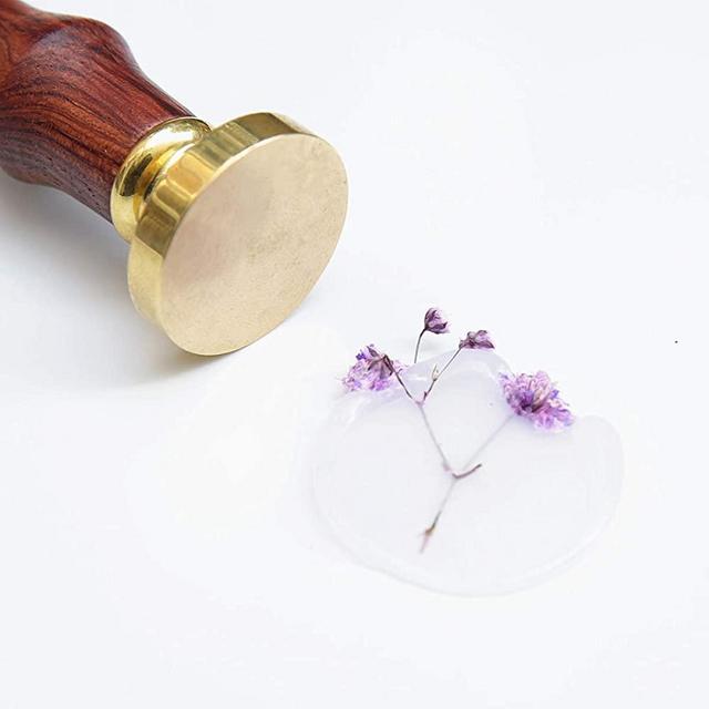 UNIQOOO 1 Inch Round Blank Wax Seal Stamp for Wedding Invitations, Solid Brass Head Without Engraving - Perfect for Party Invitations, Envelopes, Snail Mails, Christmas Wrapping, DIY Projects