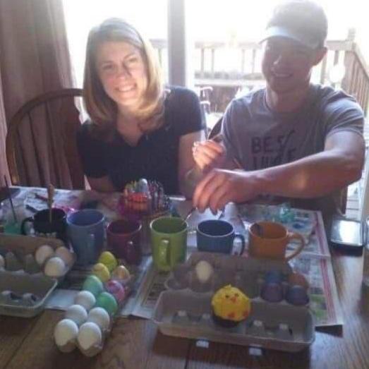 2019- Painting Easter eggs together.