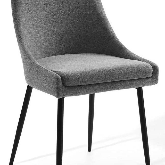 Modway Viscount Upholstered Fabric Dining Chairs - Set of 2, Black Charcoal